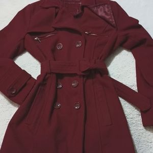 Women's maroon trench coat